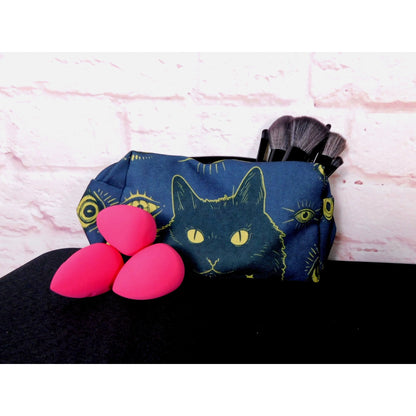Blue Cat Gothic Makeup Bag Aesthetic Organizer Brand New