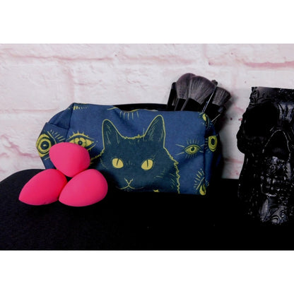 Blue Cat Gothic Makeup Bag Aesthetic Organizer Brand New
