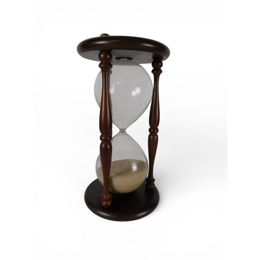 Brown Wood Glass Hourglass Sand Timer Traditional Desk Mantel Home Decor