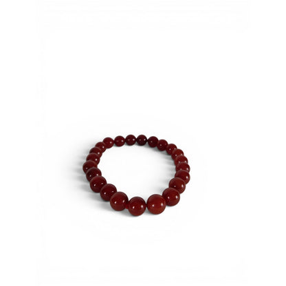 Natural Carnelian Beaded Bracelet 8mm Gemstones 7.5” Elastic Stretch Jewelry