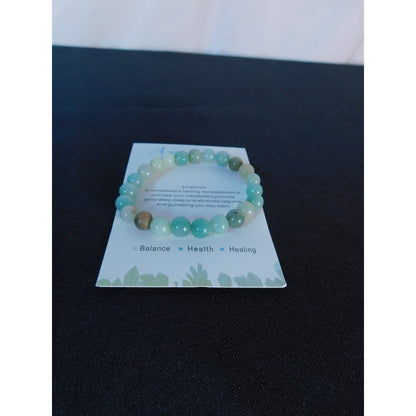 Amazonite Bracelet Healing Crystal Beads Calming Energy Balance Health Jewelry