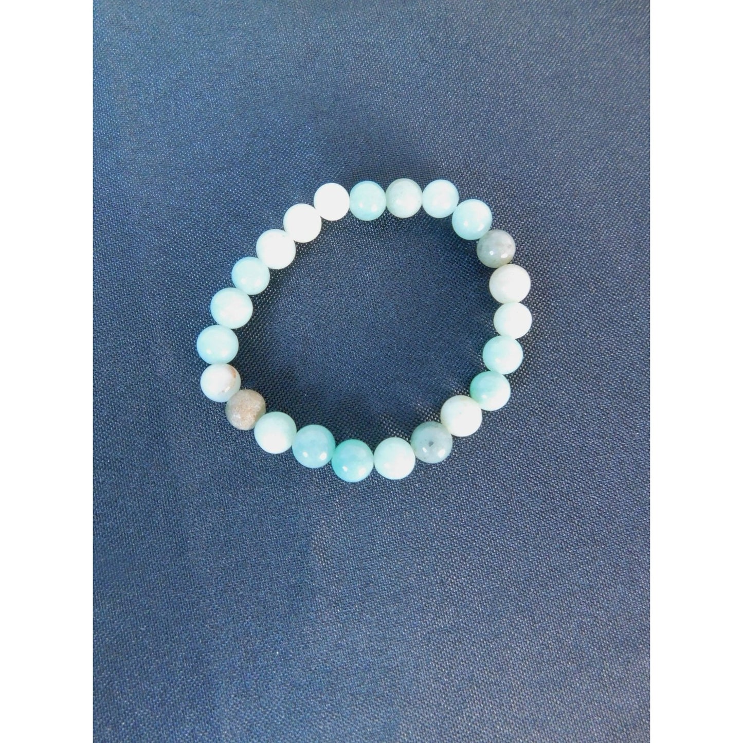 Amazonite Bracelet Healing Crystal Beads Calming Energy Balance Health Jewelry