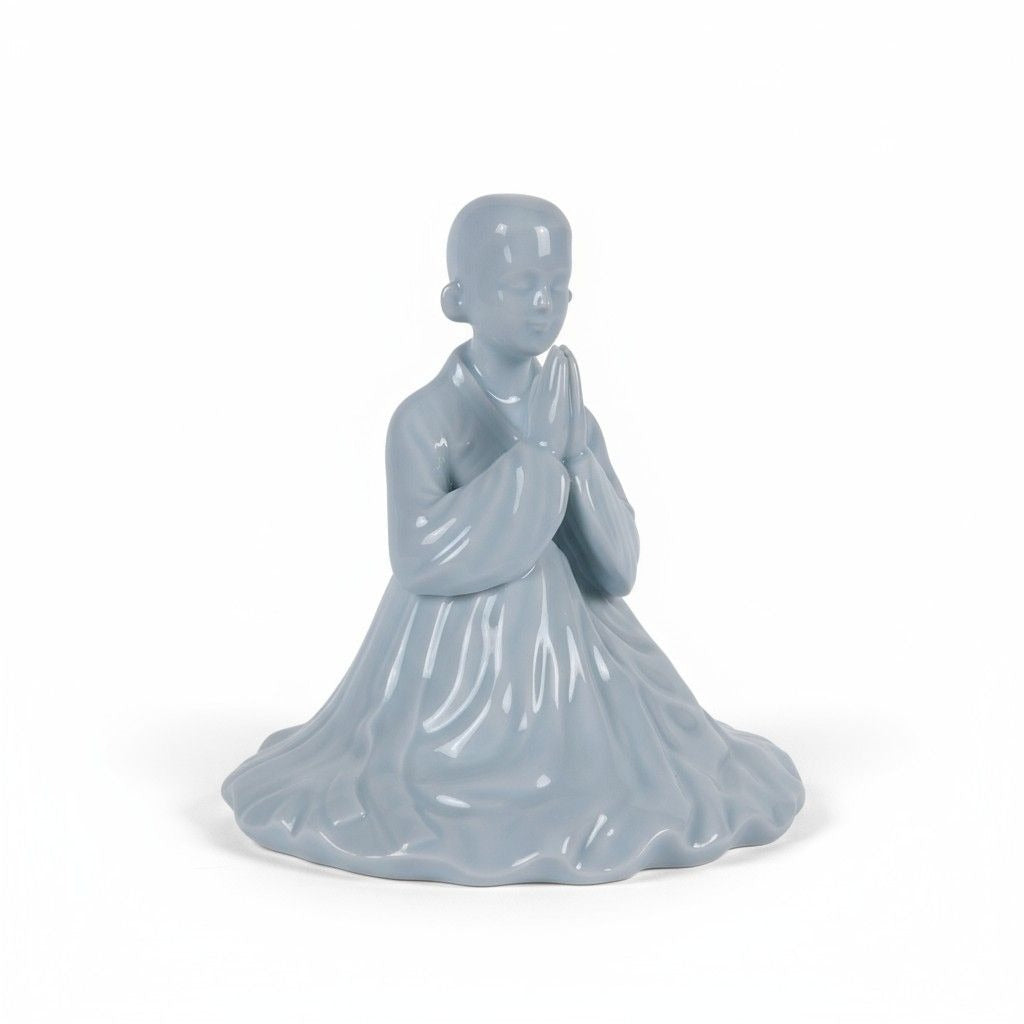 Vtg Kwan Yin Porcelain Figurine 8.5" Blue - Excellent - Witchcore Ethereal