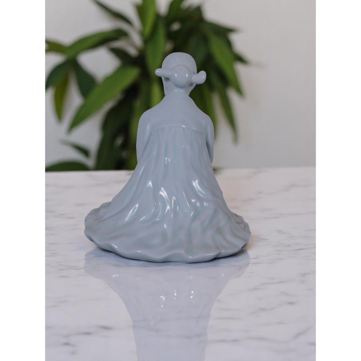 Vtg Kwan Yin Porcelain Figurine 8.5" Blue - Excellent - Witchcore Ethereal