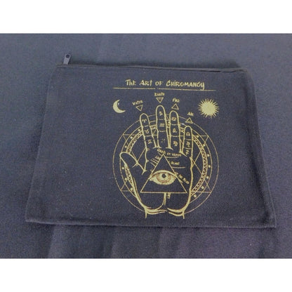 Black Canvas Zipper Pouch With The Art Of Chiromancy Design