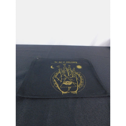 Black Canvas Zipper Pouch With The Art Of Chiromancy Design