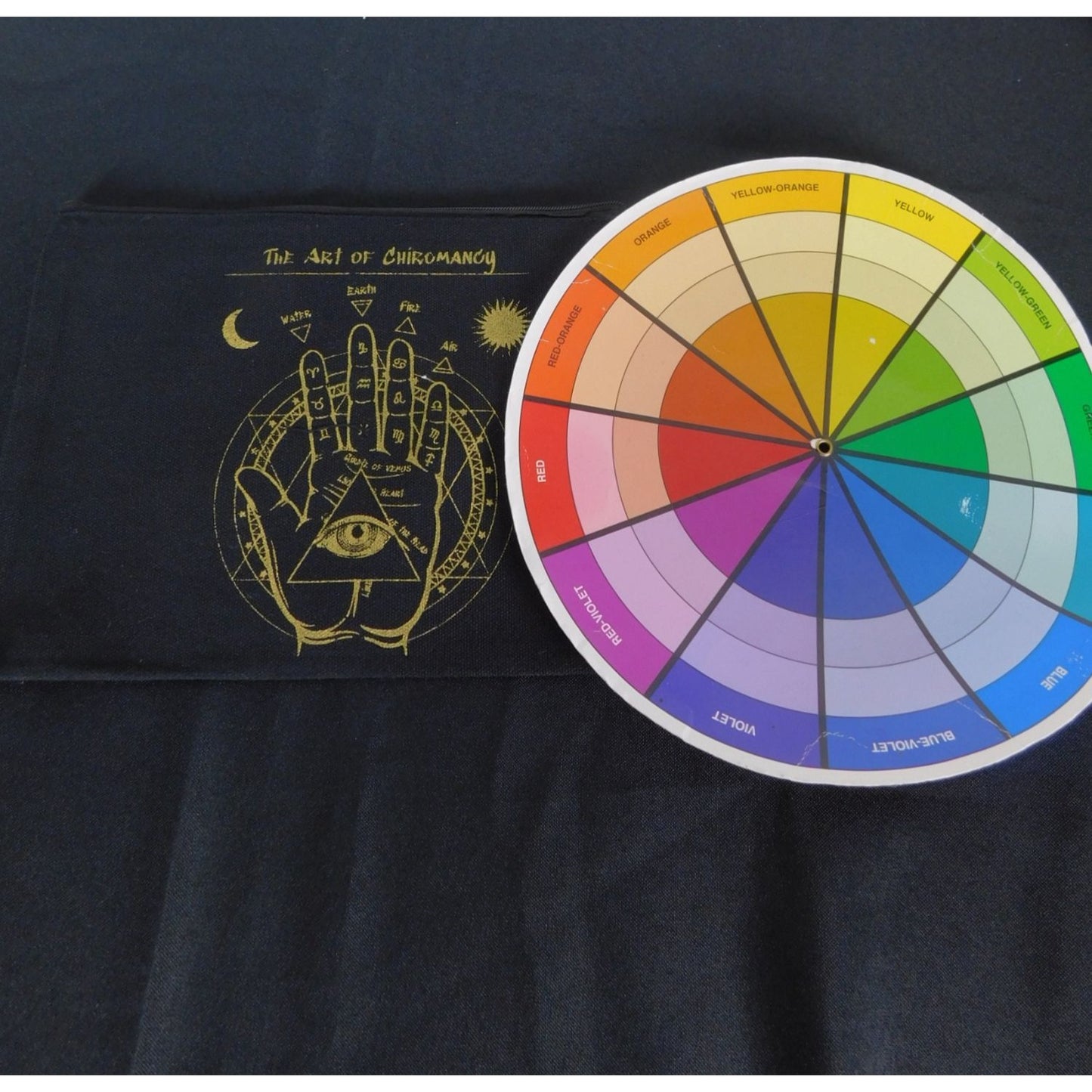 Black Canvas Zipper Pouch With The Art Of Chiromancy Design