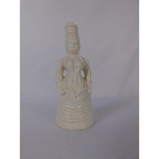 White Glazed Ceramic Woman Figurine Miniature Unmarked Pottery Decorative
