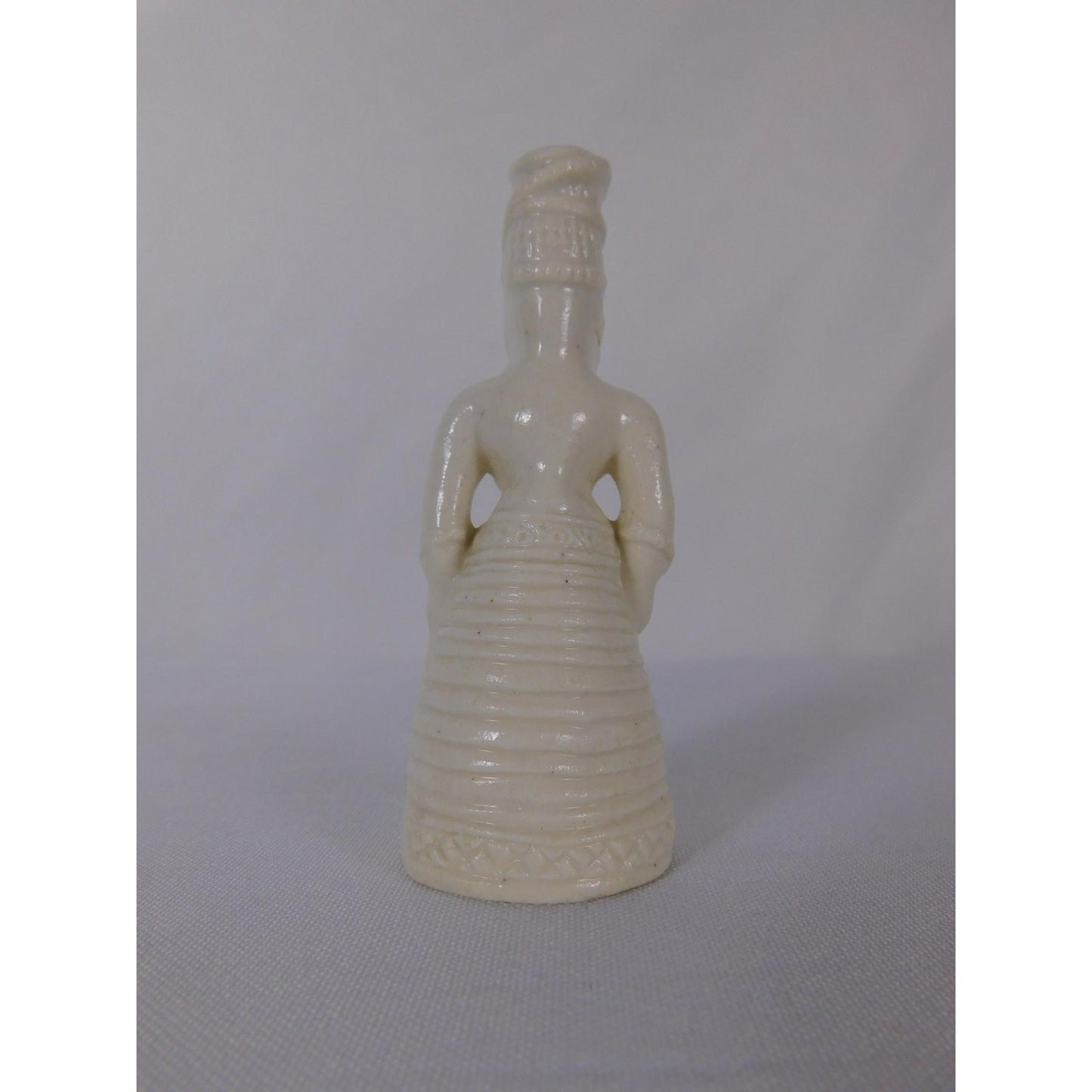 White Glazed Ceramic Woman Figurine Miniature Unmarked Pottery Decorative