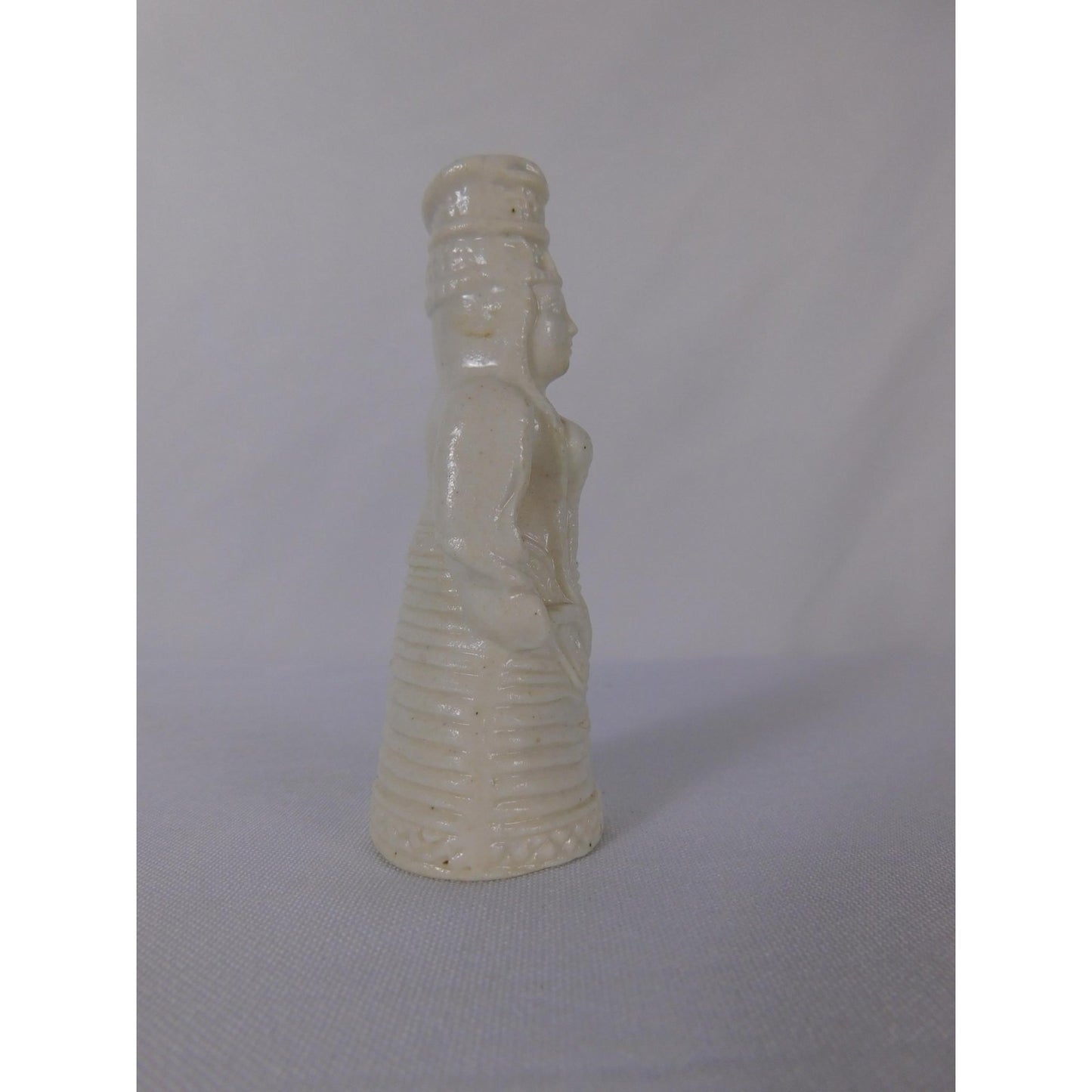 White Glazed Ceramic Woman Figurine Miniature Unmarked Pottery Decorative