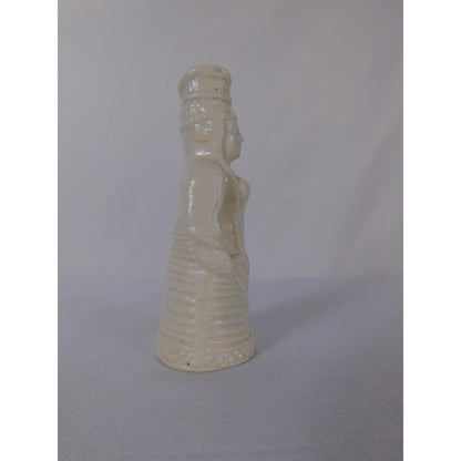 White Glazed Ceramic Woman Figurine Miniature Unmarked Pottery Decorative
