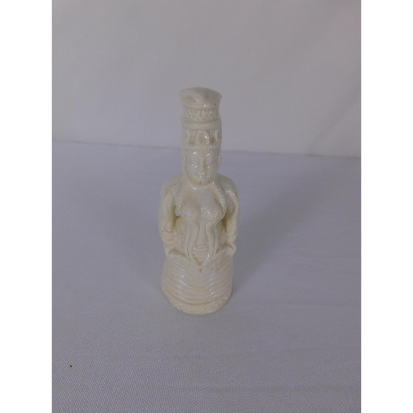 White Glazed Ceramic Woman Figurine Miniature Unmarked Pottery Decorative