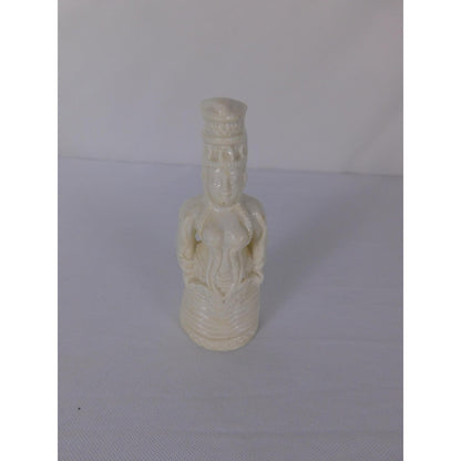White Glazed Ceramic Woman Figurine Miniature Unmarked Pottery Decorative