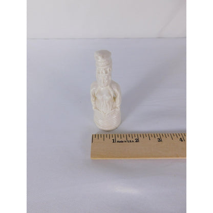 White Glazed Ceramic Woman Figurine Miniature Unmarked Pottery Decorative