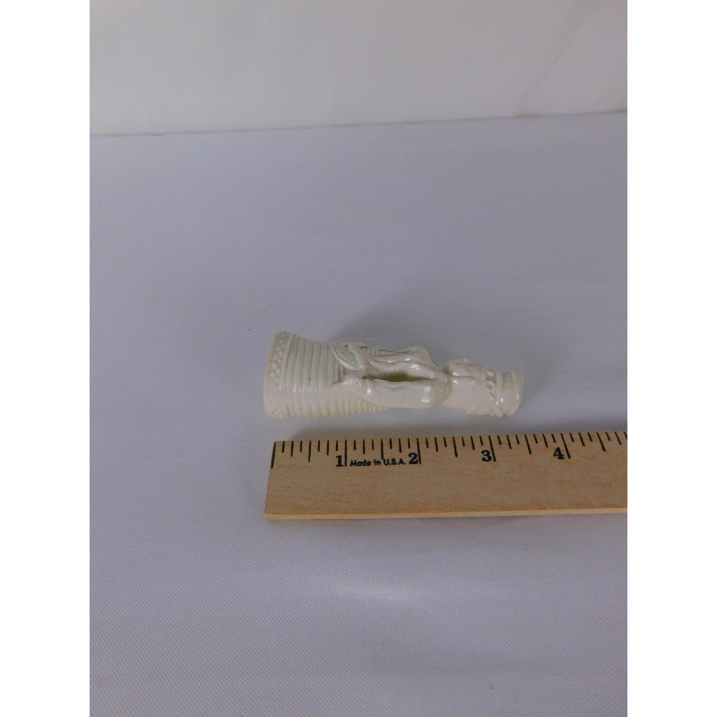 White Glazed Ceramic Woman Figurine Miniature Unmarked Pottery Decorative