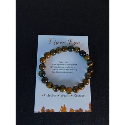 Tiger Eye Bracelet 8mm Stretch Gold - New - Witchcore Earth