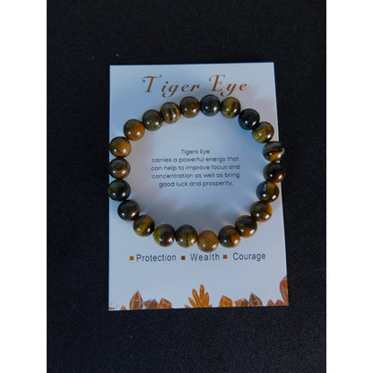 Tiger Eye Bracelet 8mm Stretch Gold - New - Witchcore Earth