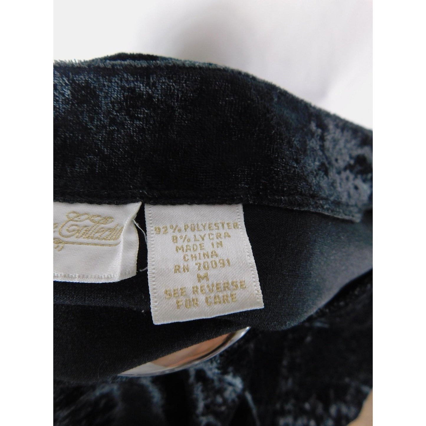 The Lounge Collection Shirt Womens Large Black Crushed Velvet Boatneck Velour