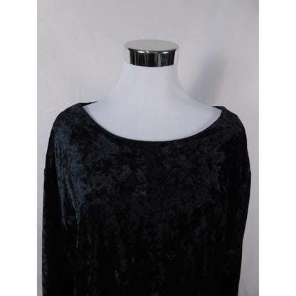 The Lounge Collection Shirt Womens Large Black Crushed Velvet Boatneck Velour