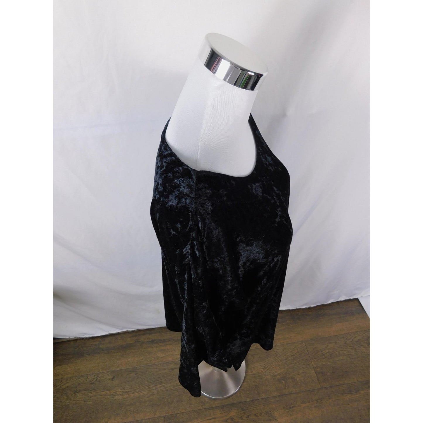 The Lounge Collection Shirt Womens Large Black Crushed Velvet Boatneck Velour