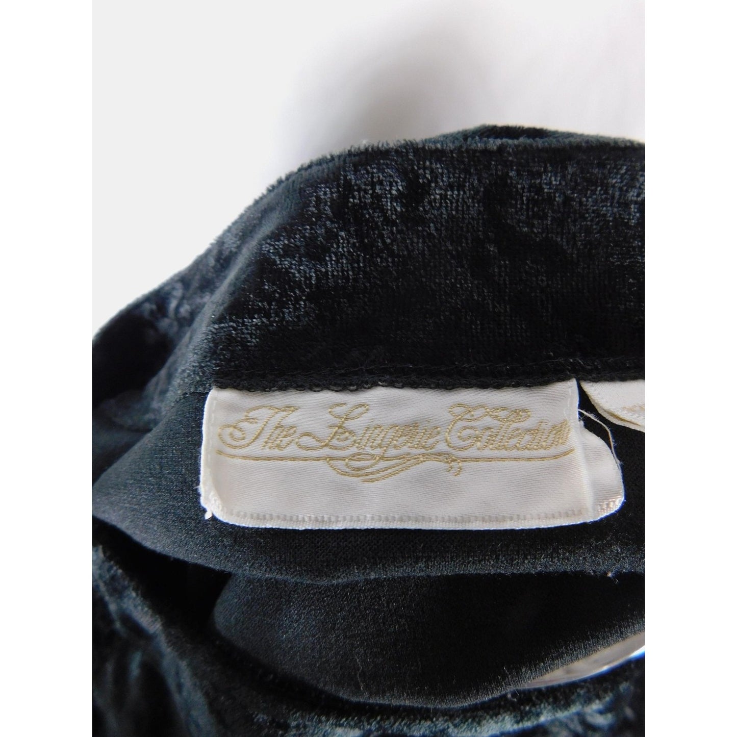 The Lounge Collection Shirt Womens Large Black Crushed Velvet Boatneck Velour