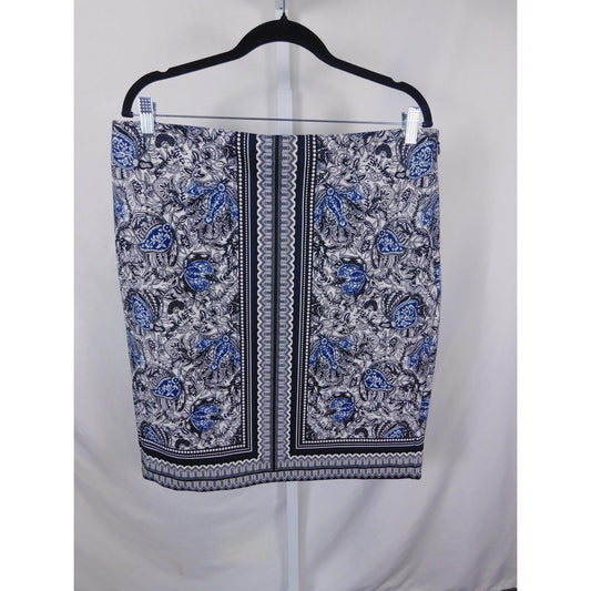 Talbots 14 Blue Paisley Floral Pencil Skirt Boho Witch