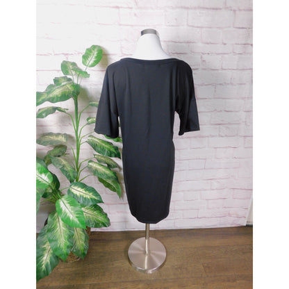 Potters Pot Lace-Up Midi Dress Sz Large Short Sleeve Black