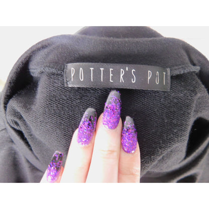 Potters Pot Lace-Up Midi Dress Sz Large Short Sleeve Black