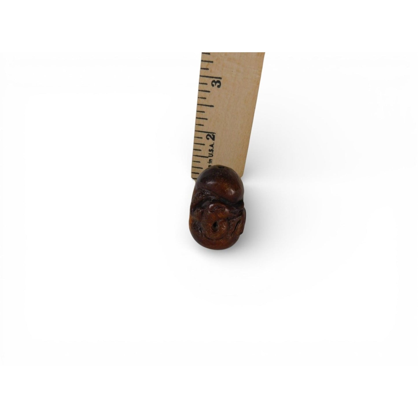 Vintage Hand-Carved Boxwood Dragon Netsuke – 1" Oriental Wood Carving