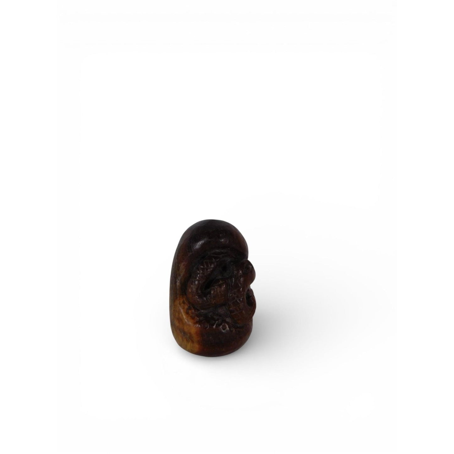 Vintage Hand-Carved Boxwood Dragon Netsuke – 1" Oriental Wood Carving