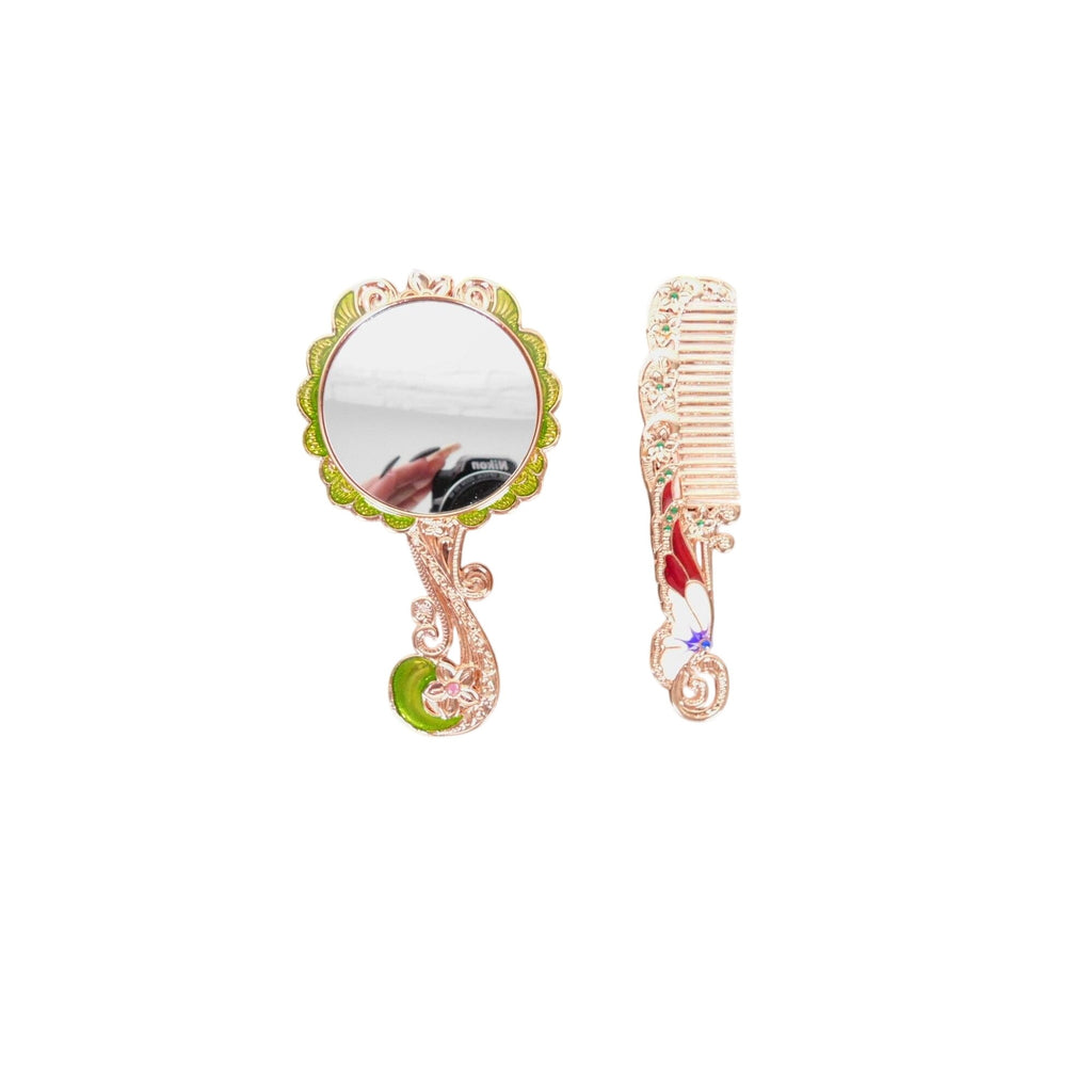 Butterfly-Inspired Mirror & Comb Set With Floral Details Lightweight Design Decorative & Functional For Travel Or Vanity