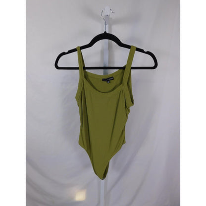 JLUXLABEL Olive Ribbed Bodysuit M - Scoop Snap - Excellent - Witchcore Earth
