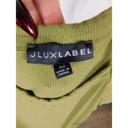 JLUXLABEL Olive Ribbed Bodysuit M - Scoop Snap - Excellent - Witchcore Earth