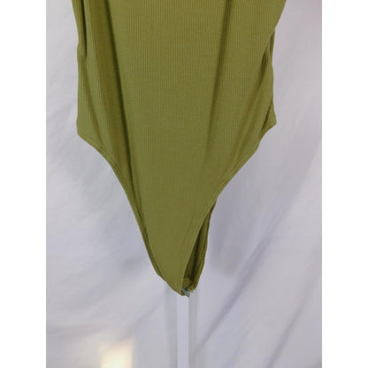 JLUXLABEL Olive Ribbed Bodysuit M - Scoop Snap - Excellent - Witchcore Earth