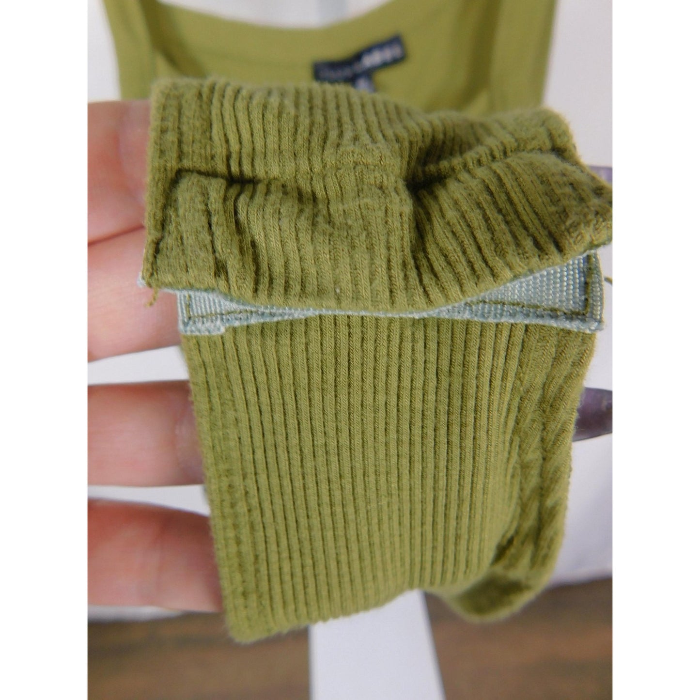 JLUXLABEL Olive Ribbed Bodysuit M - Scoop Snap - Excellent - Witchcore Earth
