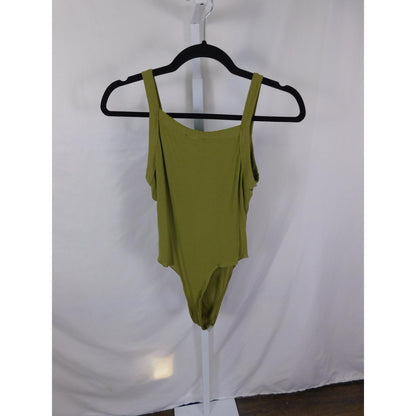 JLUXLABEL Olive Ribbed Bodysuit M - Scoop Snap - Excellent - Witchcore Earth