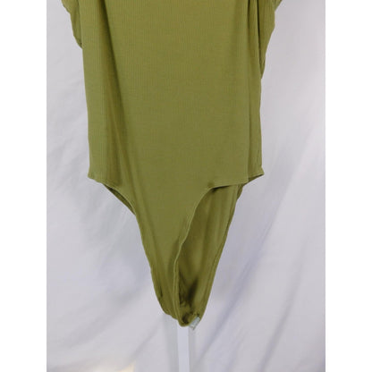 JLUXLABEL Olive Ribbed Bodysuit M - Scoop Snap - Excellent - Witchcore Earth