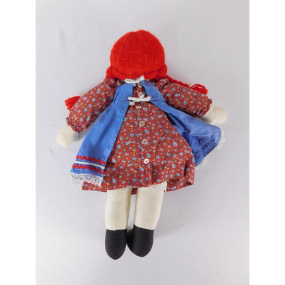 Jane D Mayton Handmade Cloth Rag Doll Red Hair Blue Dress 22 Inch Folk Style