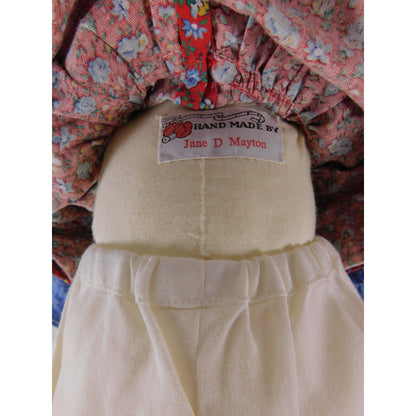 Jane D Mayton Handmade Cloth Rag Doll Red Hair Blue Dress 22 Inch Folk Style