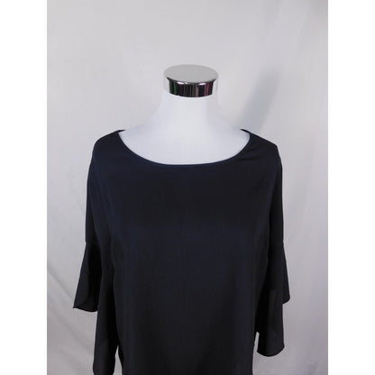 SHEIN Blk Bell Sleeve Blouse XL - Ruffle Scoop - Excellent - Witchcore Ethereal