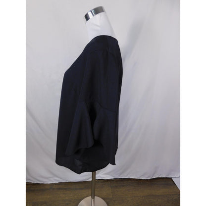 SHEIN Blk Bell Sleeve Blouse XL - Ruffle Scoop - Excellent - Witchcore Ethereal