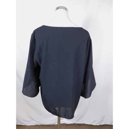 SHEIN Blk Bell Sleeve Blouse XL - Ruffle Scoop - Excellent - Witchcore Ethereal