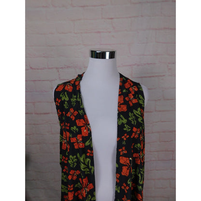 LuLaRoe Navy Floral Duster Vest L - Long Open Front - Excellent