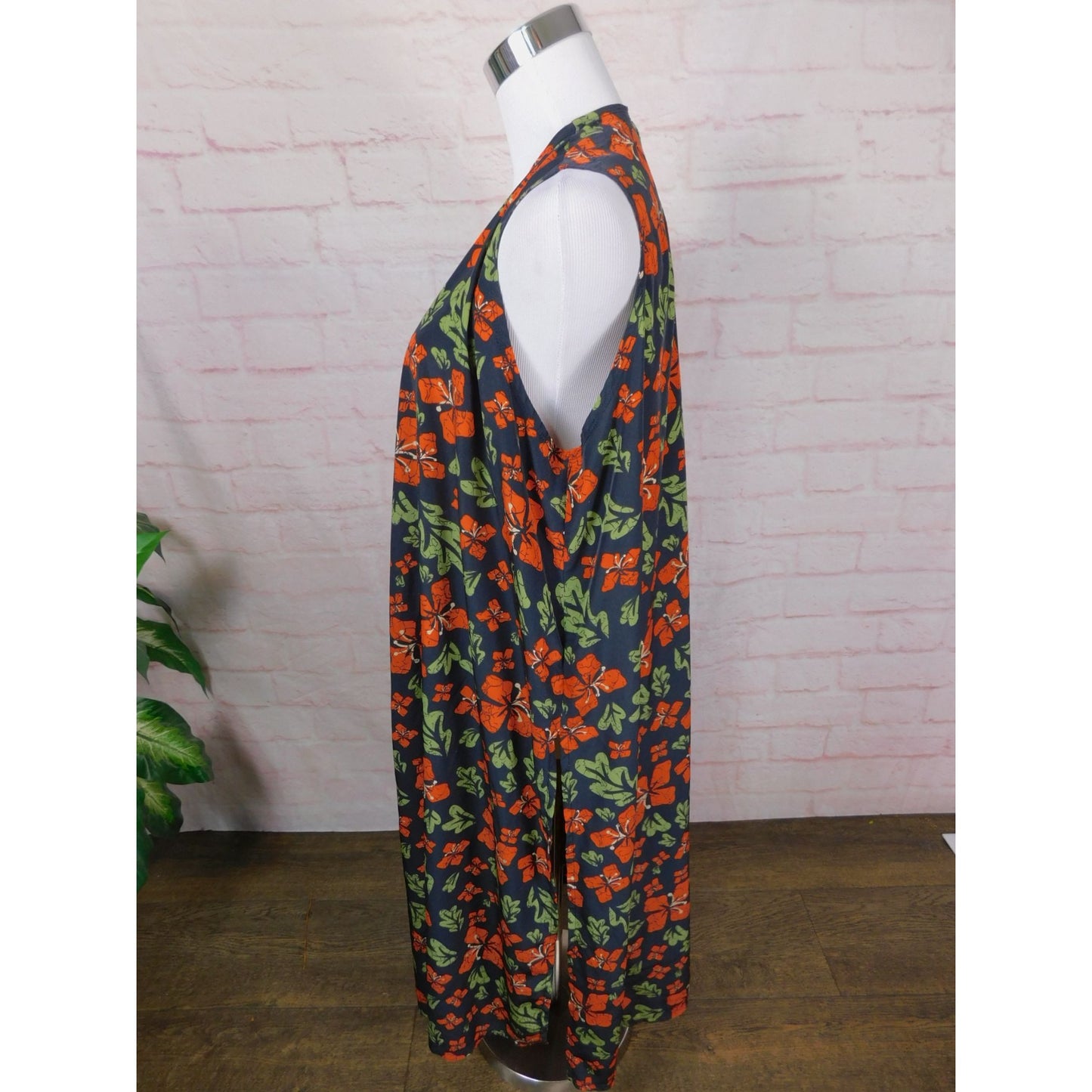 LuLaRoe Navy Floral Duster Vest L - Long Open Front - Excellent