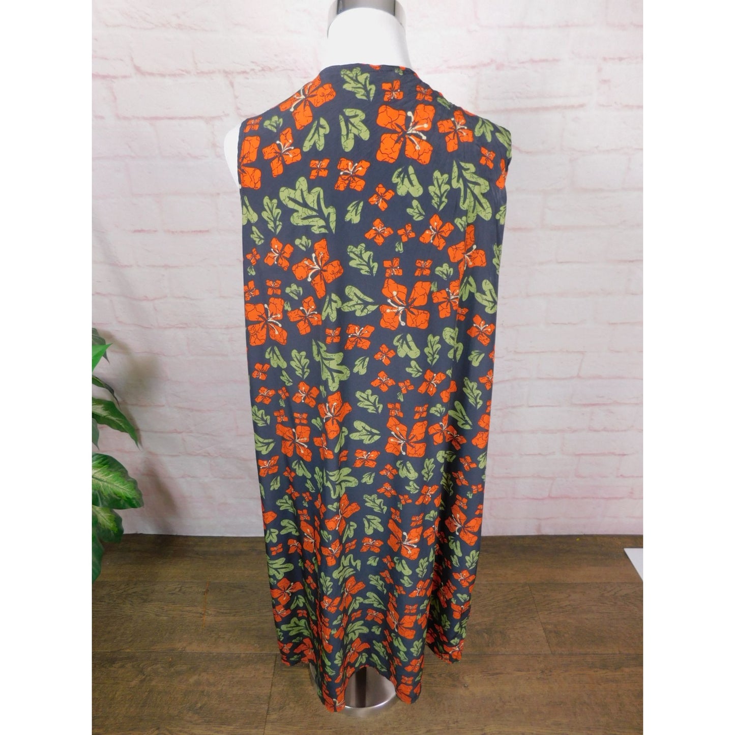 LuLaRoe Navy Floral Duster Vest L - Long Open Front - Excellent