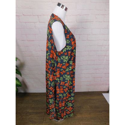 LuLaRoe Navy Floral Duster Vest L - Long Open Front - Excellent