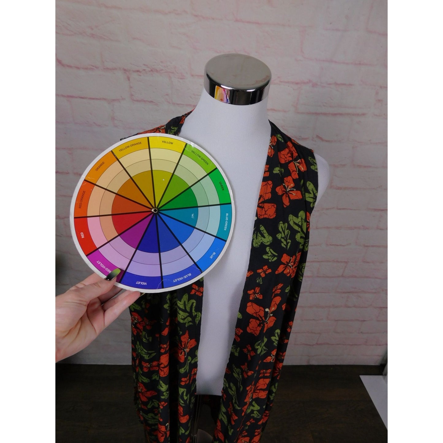 LuLaRoe Navy Floral Duster Vest L - Long Open Front - Excellent