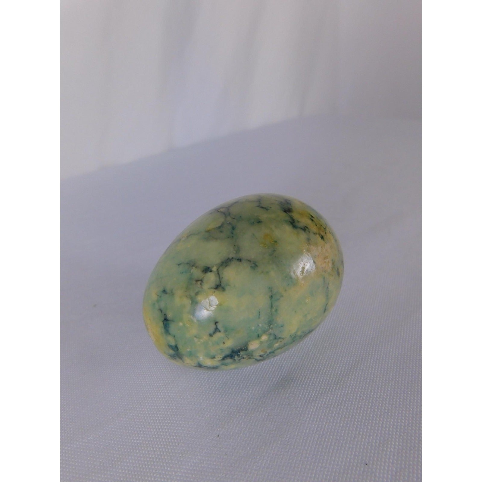 Polished Green Stone Egg 0.54oz Gemstone Sphere Witch Altar Decor Display