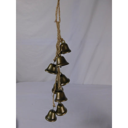 Decorative Hanging Witch Bells For Protection  7 Brass Bells On Jute Twine