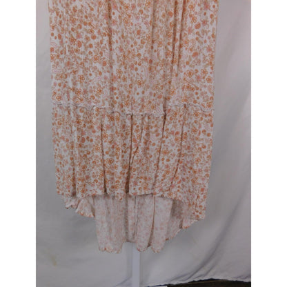 Unified Title "Pink Rose Small Peach Floral Tiered High Low Midi Boho